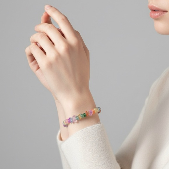 Prism Garden: Colorful Bracelet Stack Beaded Stretch + Adjustable Chip Bracelet - Picture 7 of 7